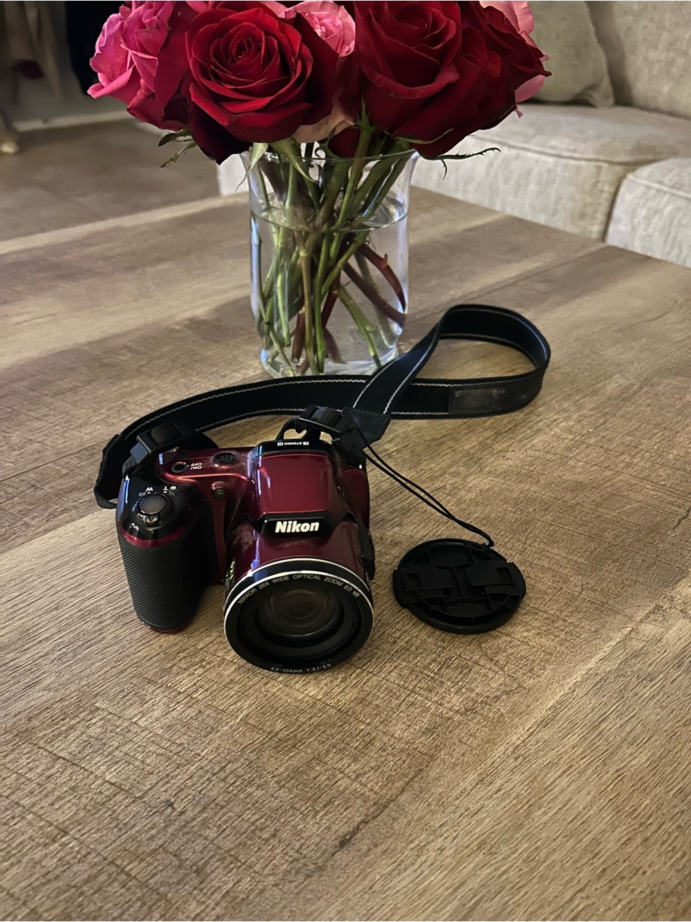 Nikon Coolpix L810 Red Bridge Camera with Strap